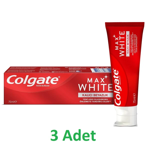 Colgate Max White Kalıcı Beyazlık Beyazlatıcı Diş Macunu 75 ml (3 ADET) ürün görseli 1