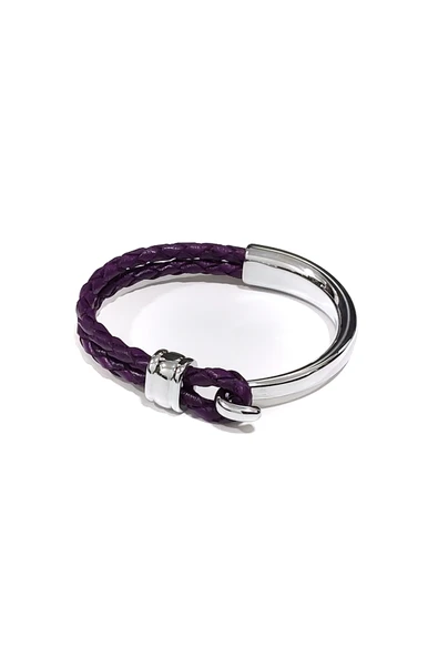 Kuğu Violet Mor Hakiki Deri Erkek Bileklik-58 ürün görseli 1