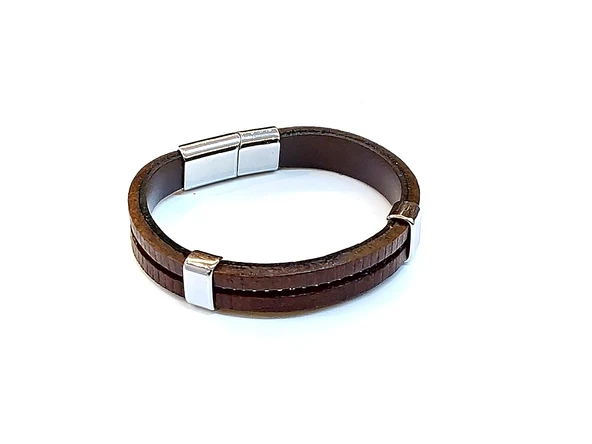 Derin Hat – Minimal Kahverengi Deri Erkek Bileklik-35-186 ürün görseli 1