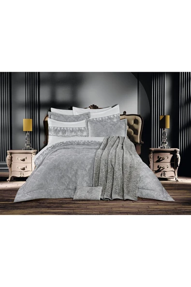 GOLDROOM Home BUKET 11 PARÇA NAKIŞLI NEVRESİM TAKIMLI,KADİFE YATAK ÖRTÜSÜ VE BATTANİYELİ ÇEYİZ SETİ ürün görseli 1
