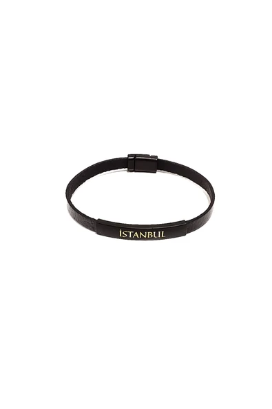 İstanbul Black Edition Hakiki Deri Erkek Bileklik | Modern, Minimal ve Maskülen Tasarım-1163 ürün görseli 1
