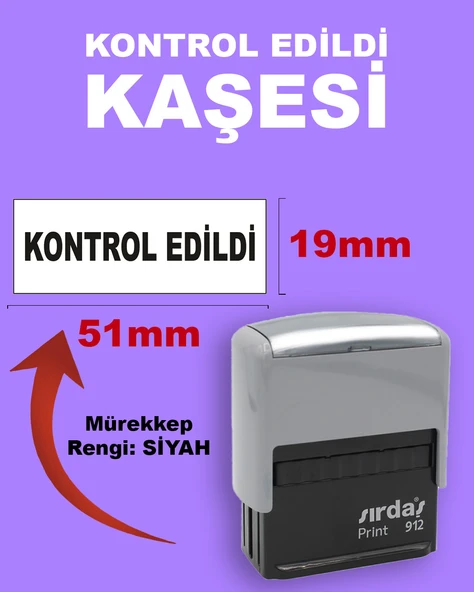 Kontrol Edildi Kaşesi, 912 (19mmx51mm) Siyah Keçeli Otomatik Kaşe ürün görseli 1