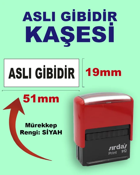Aslı Gibidir Kaşesi, 912 (19mmx51mm) Siyah Keçeli Otomatik Kaşe ürün görseli 1