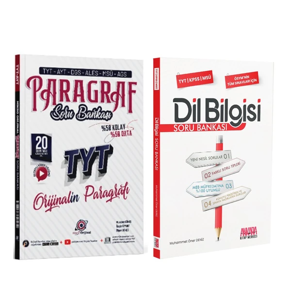 Orijinal Yayınları TYT Paragraf Mikro ve AKM Dil Bilgisi Soru Bankası Seti 2 Kitap ürün görseli 1