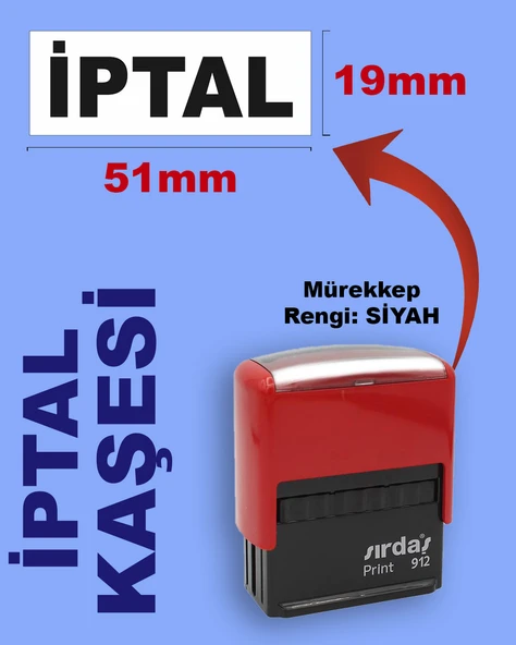 İptal Kaşesi, 912 (19mmx51mm) Siyah Keçeli Otomatik Kaşe ürün görseli 1