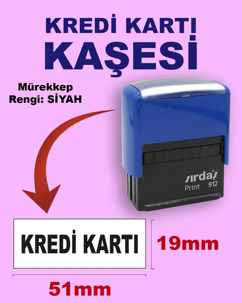Kredi Kartı Kaşesi, 912 (19mmx51mm) Siyah Keçeli Otomatik Kaşe ürün görseli 1