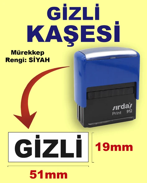 Gizli Kaşesi, 912 (19mmx51mm) Siyah Keçeli Otomatik Kaşe ürün görseli 1
