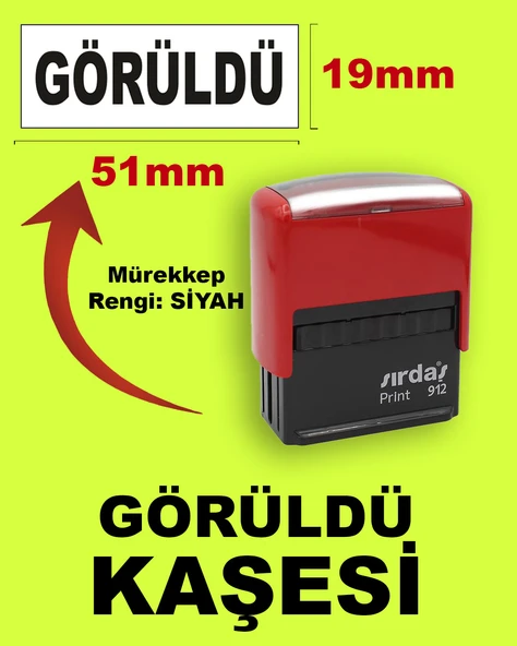 Görüldü Kaşesi, 912 (19mmx51mm) Siyah Keçeli Otomatik Kaşe ürün görseli 1