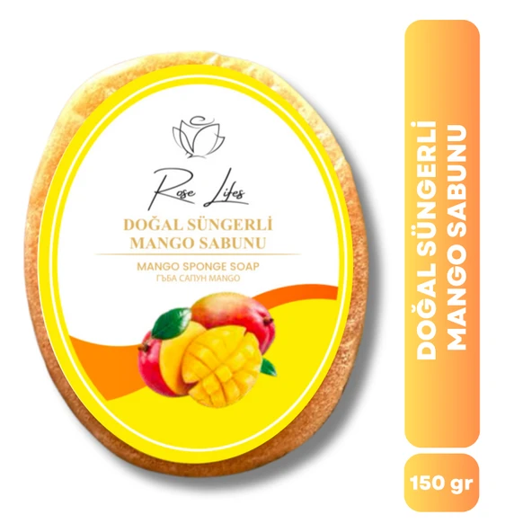 Doğal Süngerli Mango Sabunu 150 gr - Tropikal Peeling ve Nemlendirici Bakım ürün görseli 1
