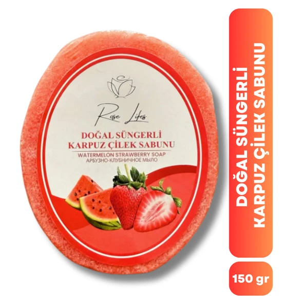 Doğal Süngerli Karpuz & Çilek Sabunu 150 gr - Canlandırıcı Peeling ve Masaj Etkili ürün görseli 1