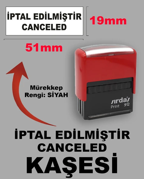 İptal Edilmiştir Canceled Kaşesi, 912 (19mmx51mm) Siyah Keçeli Otomatik Kaşe ürün görseli 1