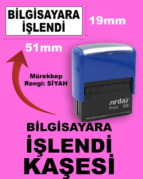Bilgisayara İşlendi Kaşesi, 912 (19mmx51mm) Siyah Keçeli Otomatik Kaşe ürün görseli 1