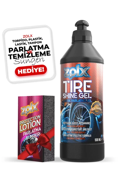 Zolx Lastik Parlatıcı Temizleyici Jel Lastik Temizleme Jeli 500ml + Sünger HEDİYELİ. ürün görseli 1