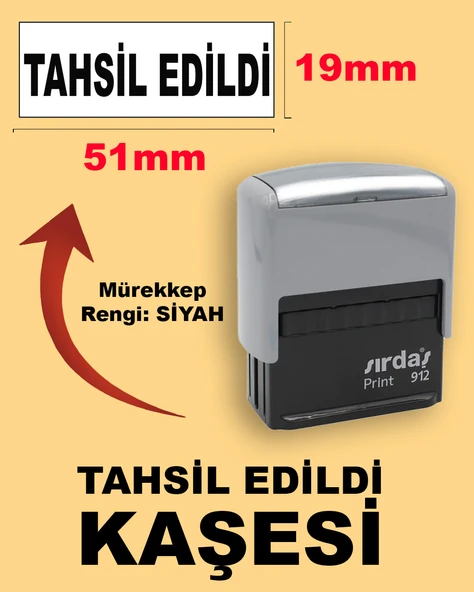 Tahsil Edildi Kaşesi, 912 (19mmx51mm) Siyah Keçeli Otomatik Kaşe ürün görseli 1