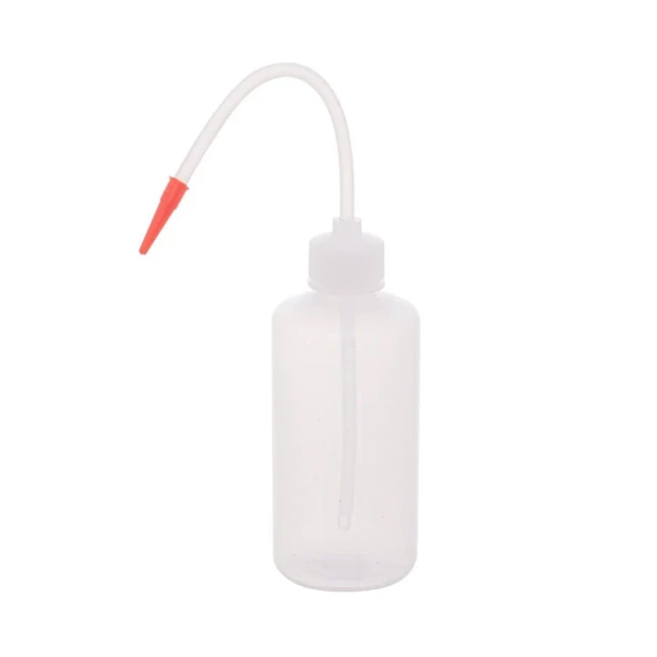 Piset 250ml Renkli Yıkama Şişesi Şeffaf PE Plastik Uzun Form ürün görseli 1