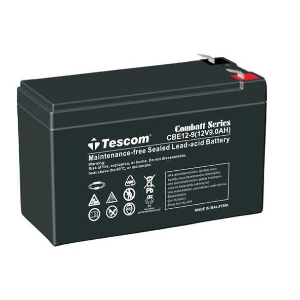 TESCOM COMBATT CBL12-9E 12V 9AH TAM BAKIMSIZ KURU AKÜ ürün görseli 1