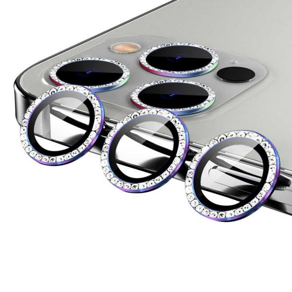 Apple iPhone 12 Pro CL-06 Elmas Taş Tasarımlı Kamera Lens Koruyucu ürün görseli 1