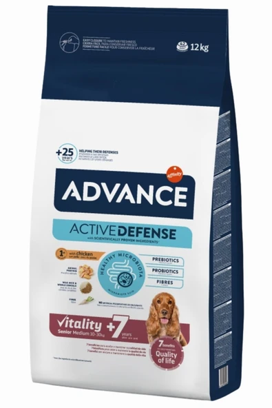 Advance vitality senior medium köpek 12kg tavuklu ileri yaştaki köpek maması ürün görseli 1