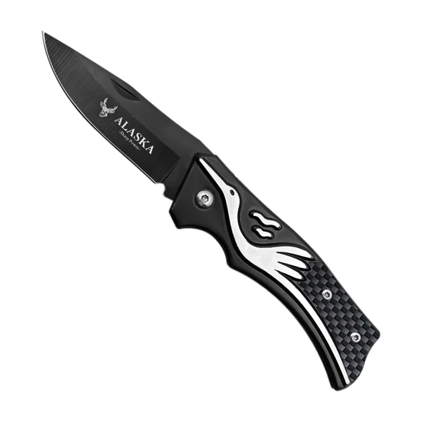 Katlanır Cep Çakısı - Karbon - SDR-001 - Leylek Motifli ürün görseli 1