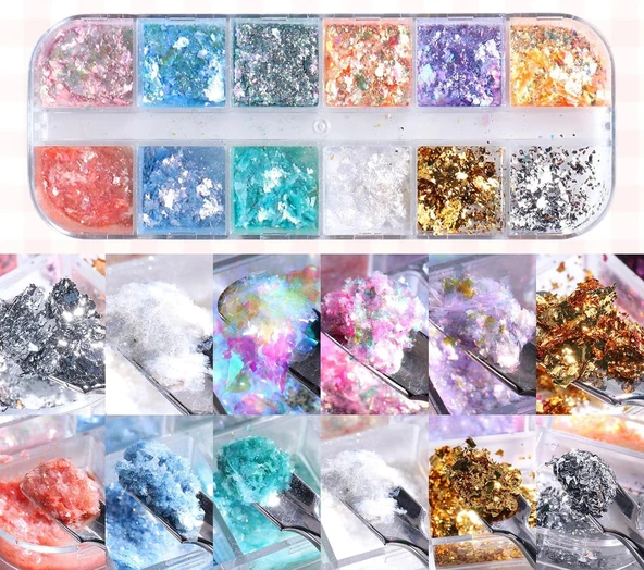 Tırnak Süsleme Yüki İnce Folyo Glitter Pulları Renkli Nail Art ürün görseli 1