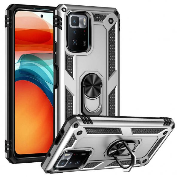 Xiaomi Poco X3 GT Kılıf Yüzüklü Standlı Manyetikli Armor Zırh Silikon ürün görseli 1