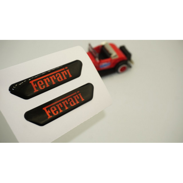 Ferrari Logo Çamurluk Yanı Ve Ayna Metalize Damla Desen 3M Logo Arma ürün görseli 1
