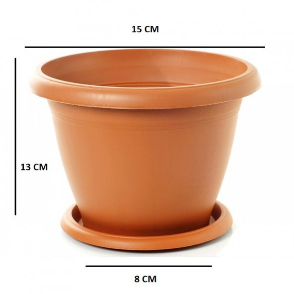 3 Adet 13 CM Çiçek Saksısı ve Saksı Altlığı Saksı ürün görseli 1