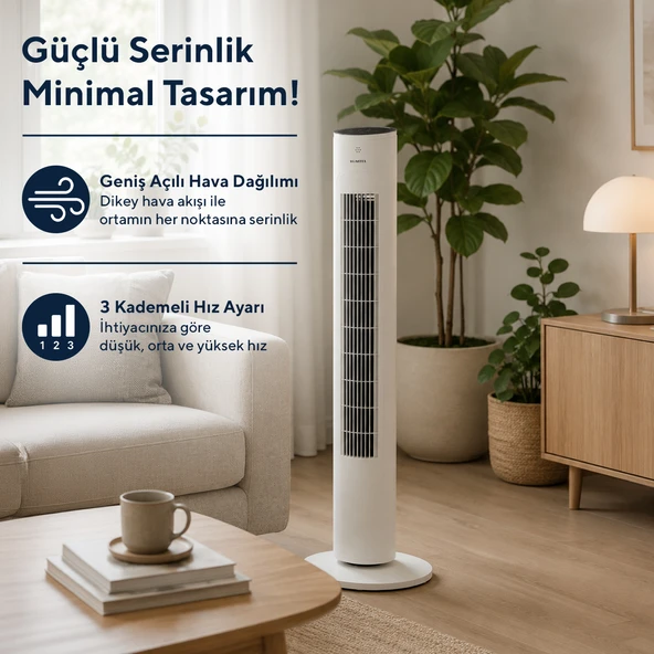 Kumtel KTF-360 Kule Tipi Vantilatör Beyaz - Resim 2