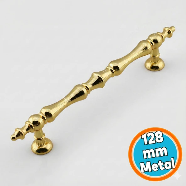 Mobilya Çekmece Mutfak Dolabı Dolap Kulpları Kulbu Kulpu Altın Gold Metal Kulp 128 mm- 12.8 cm ürün görseli 1
