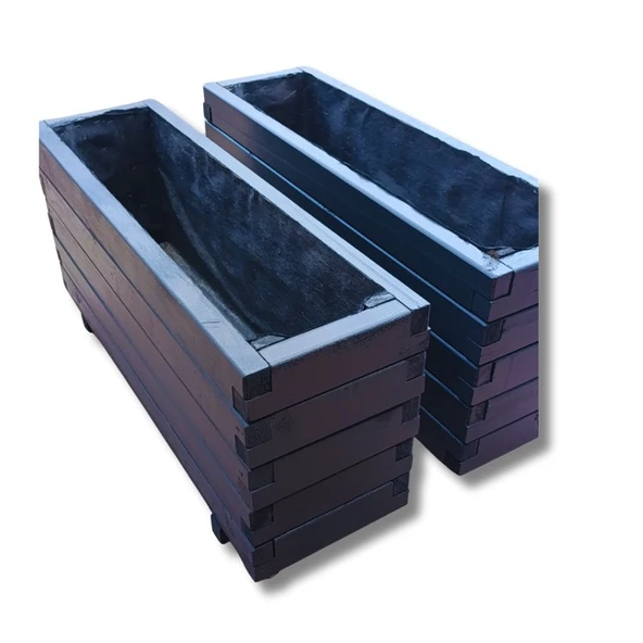 Ahşap Saksı ; Gardenya Antrasit Gri 100X30x45 ürün görseli 1