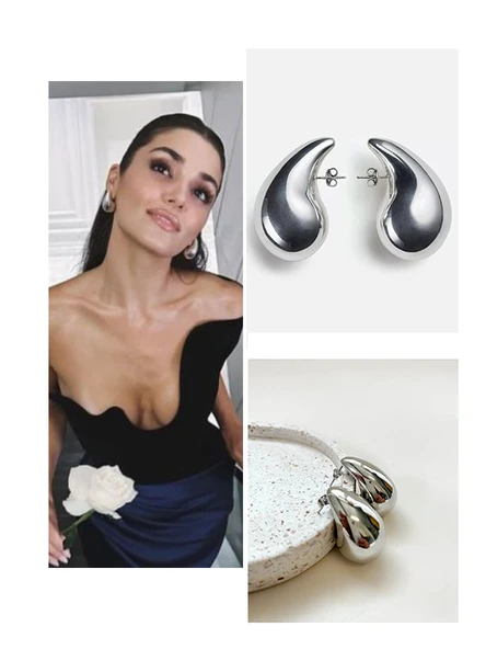Silver Bottega Gözyaşı Damla Model küpe - Resim 2