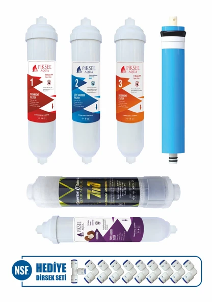 Piksel ( 7in1 ) Standart Membranlı 12 Aşamalı K.K Filtre Seti ürün görseli 1