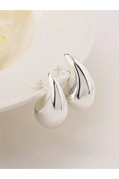 Silver Bottega Gözyaşı Damla Model küpe - Resim 4