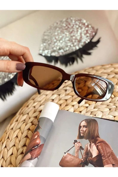 Chunky Frame Vintage Kahverengi Güneş Gözlüğü ürün görseli 1