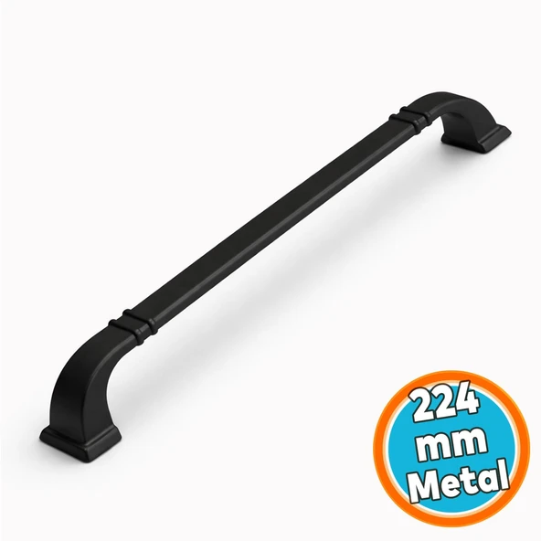Mobilya Çekmece Dolap Kapak Mutfak Kulpları Kulbu Dolabı Kulpu 224 mm Mat Siyah Kulp Metal ürün görseli 1