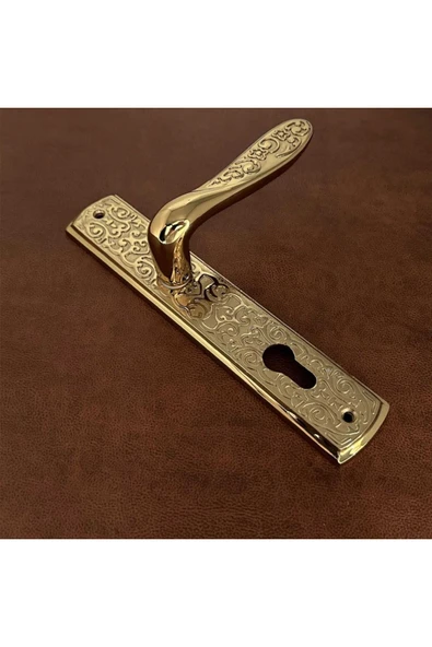 Özen Handles İmza Titanyum ZK19 Zamak Aynalı Yale Çelik Kapı Kolu Sağ Basar Tek Yön ürün görseli 1