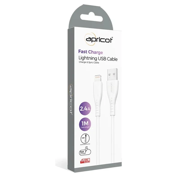 Apricot APC-A120L Lightning 1m 2.4A Şarj + Data Kablosu - Resim 2