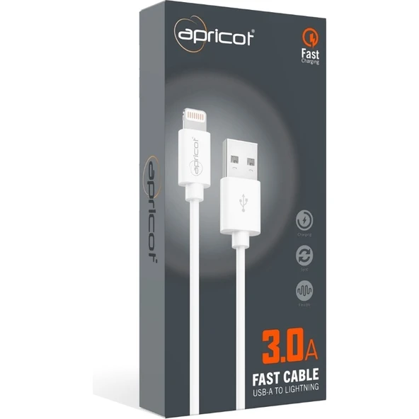 Apricot APC-S220L 1 Metre Qc3.0 Lightning Beyaz Hızlı Data + Sarj Kablosu ürün görseli 1