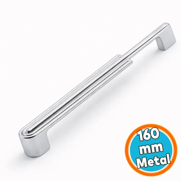 Mobilya Çekmece Dolap Kapak Kulpu Dayanıklı Kulbu Kulpları Siyah 160 mm Gümüş Krom Metal Kulp ürün görseli 1