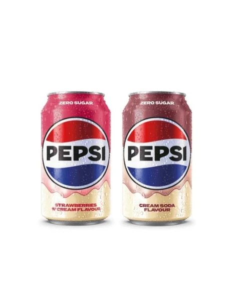 Pepsi Strawberries 'n Cream Flavour Zero Sugar - Karışık Aromalı Şekersiz Tatlandırıcılı Gazlı İçecek 330 ML (2 ADET) ürün görseli 1