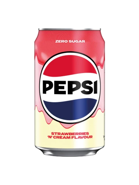 Pepsi Strawberries 'n Cream Flavour Zero Sugar - Karışık Aromalı Şekersiz Tatlandırıcılı Gazlı İçecek 330 ML ürün görseli 1