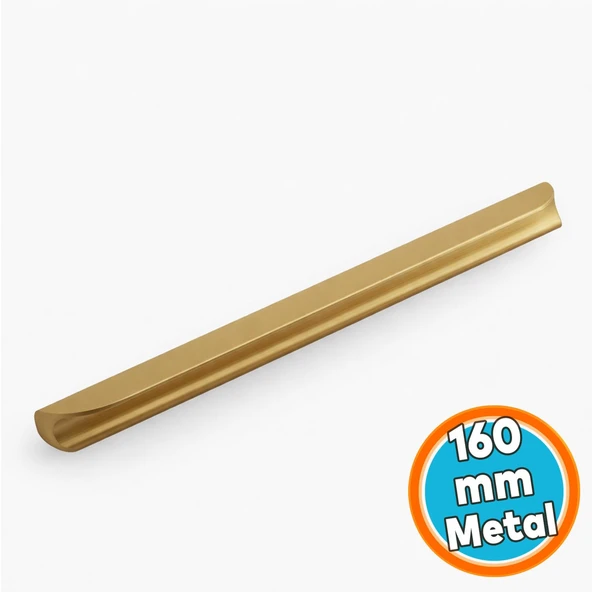Mobilya Çekmece Mutfak Dolap Kapak Kulpları Kulbu Dolabı Kulpu 160 mm Mat Gold Altın Kulp Metal ürün görseli 1