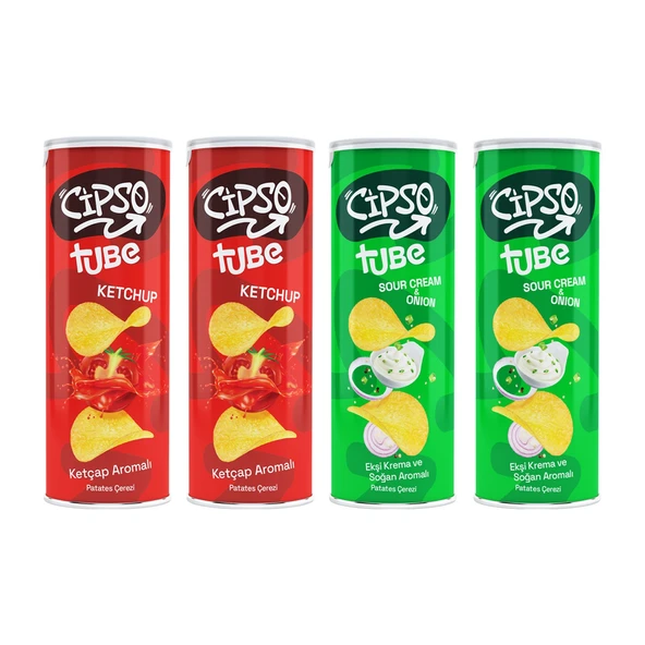 Cipso Tube Ketçap Aromalı ve Ekşi Kremalı Cips 160 gr 4 lü Karma Paket ürün görseli 1