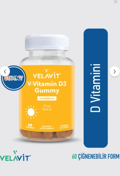 Velavit V-Vitamin D3 Gummy 60 Gummies ürün görseli 1