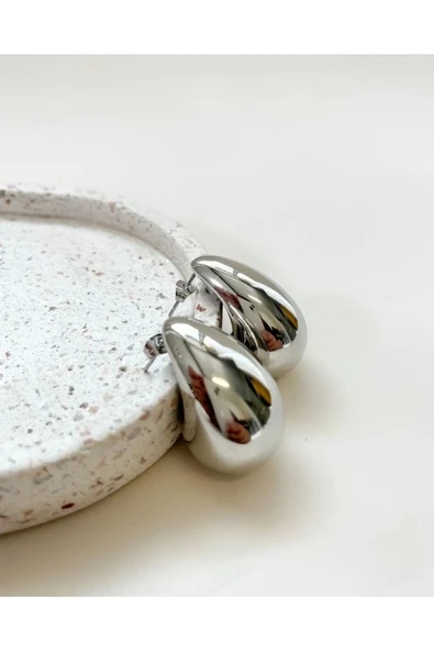 Silver Bottega Gözyaşı Damla Model küpe - Resim 3