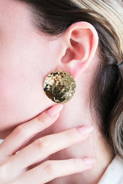 Gold Hammered Circle 2'li Küpe Seti ürün görseli 1