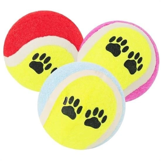OLLEVRA  3lü Renkli Desenli Tenis Topu Kedi Köpek Oyuncağı ürün görseli 1