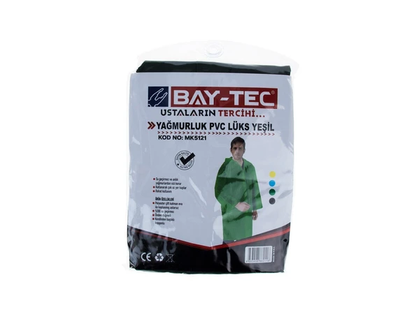 PVC Lüks Yağmurluk Yeşil Cepli Sırttan Havalandırmalı 260gr-MK5121 ürün görseli 1