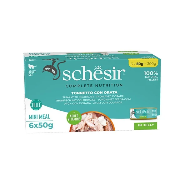 Schesir Jöle İçinde Ton Balığı ve Çipuralı Yetişkin Kedi Konservesi 6x50gr ürün görseli 1