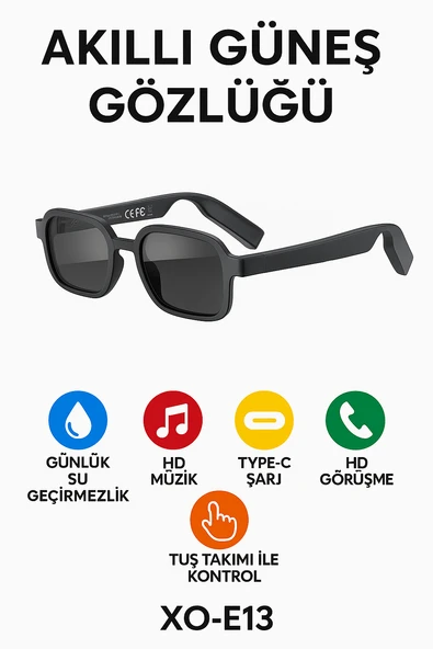 Akıllı Bluetooth Gözlük Ultra Hafif Suya Daynıklı HD Müzik ve Görüşme Destekli ürün görseli 1